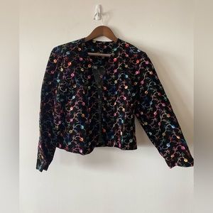 Black & rainbow embroidered jacket